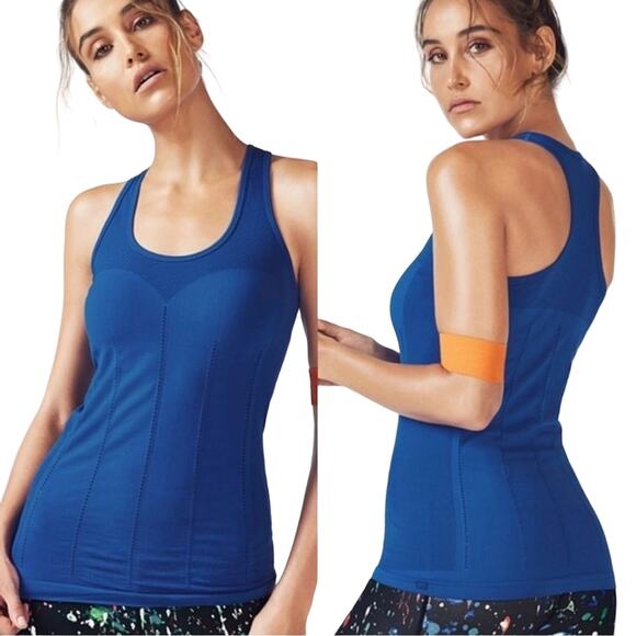 Fabletics Delta Cobalt Blue Scoop Neck Seamless Tank Top Size Small - Picture 1 of 11